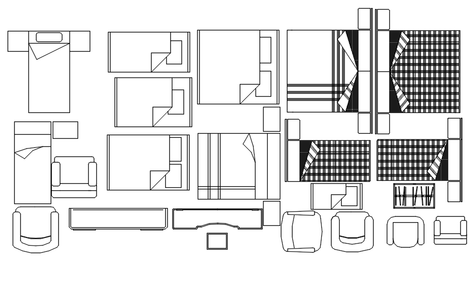 Detailed Bedroom Furniture CAD Blocks in AutoCAD DWG file