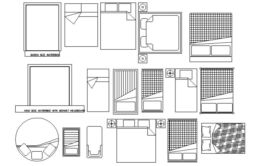 AutoCAD Bedroom Plan with Double and Single Bed Layout