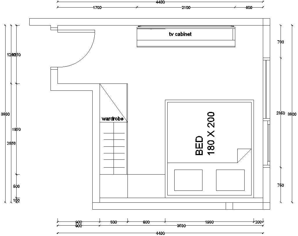 Bedroom Plan DWG File Showing Design Details and Furniture Layout