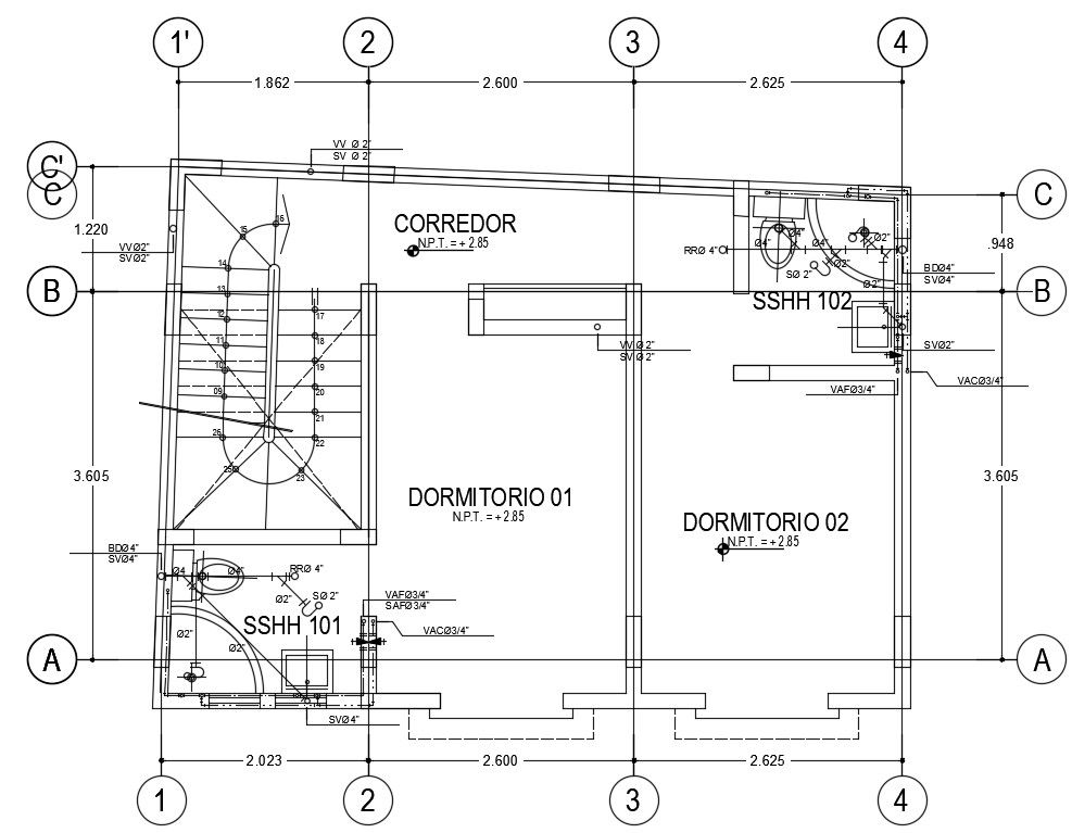 Bedrooms Floor Plan AutoCAD Drawing Download DWG File