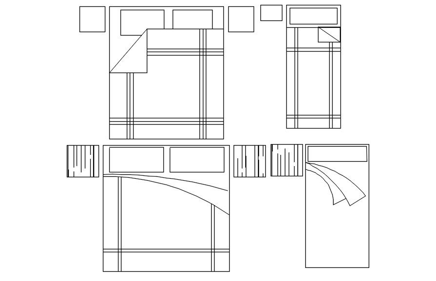 Bed with Side Table CAD Block in AutoCAD DWG Format