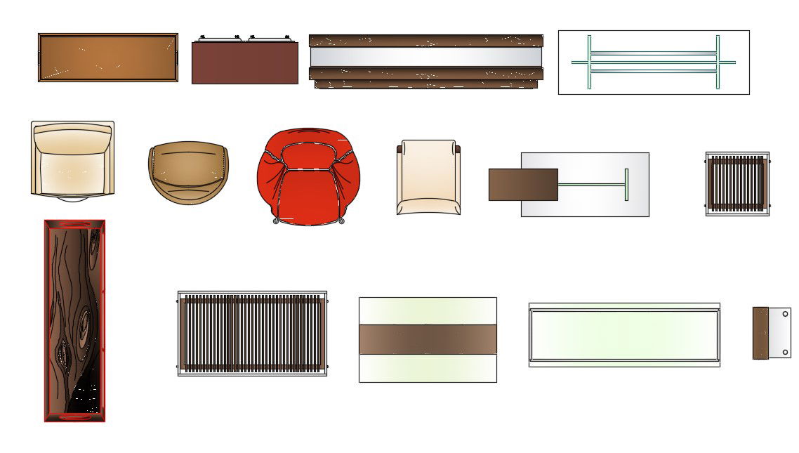 Benches And Chair Free CAD Blocks DWG File