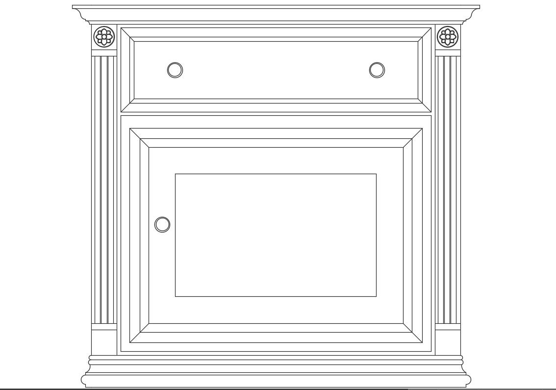 Beside bedroom cabinet front elevation cad block details dwg file