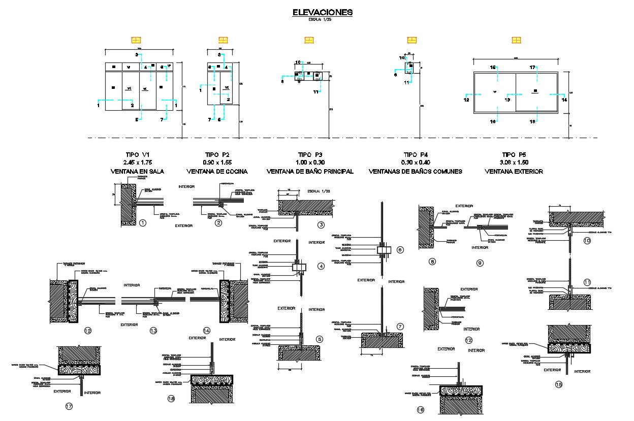 Best Dwg File Many Window And Ventilation Elevation Section Design Autocad File Tips Free Download