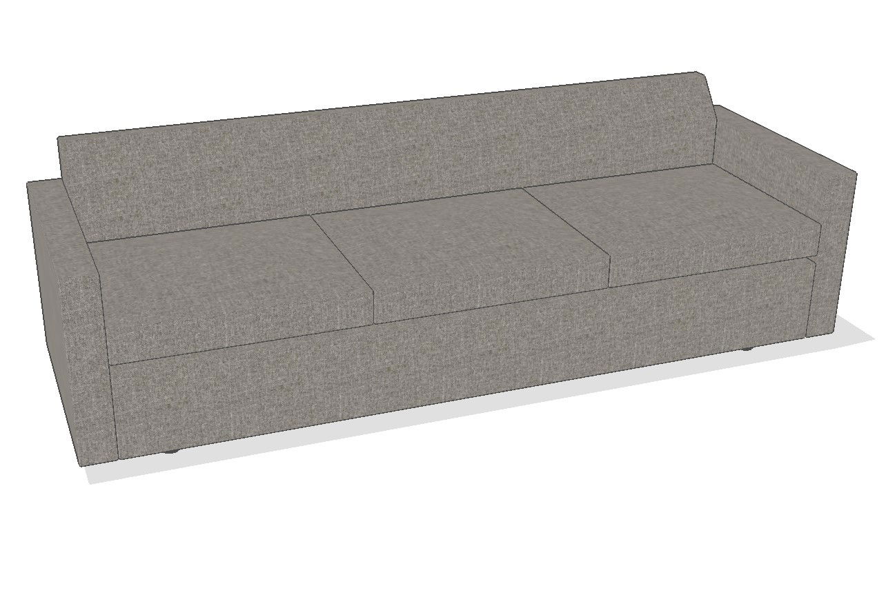 Bevel three seated sofa set 3d block cad drawing details skp file