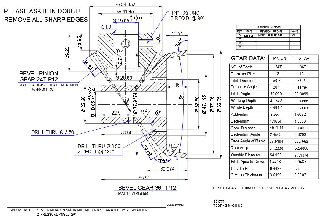 Bevel Gear 36T and Bevel Pinion gear Section detailed drawings are given in this CAD DWG file.Download the AutoCAD 2D DWG file.