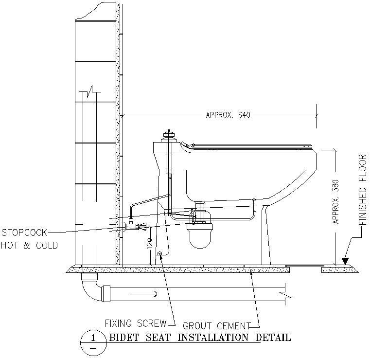 Bidet Seat Installation Detail Section DWG AutoCAD file