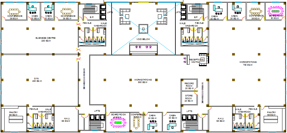 Big Layout plan of a office dwg file