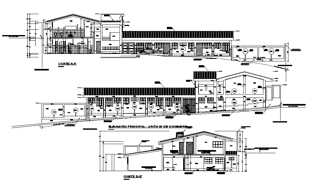 Big building 2d elevation details dwg file 