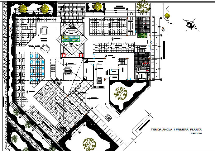 Big building architectural plan dwg file