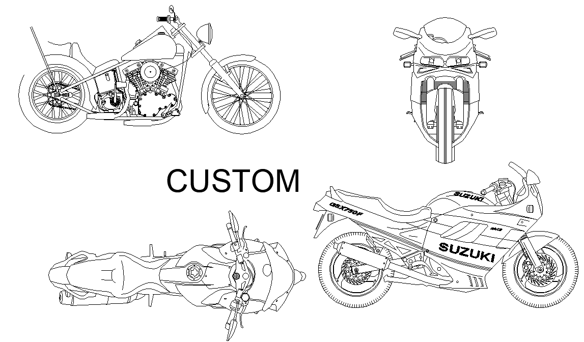 Bike view plan detail dwg file