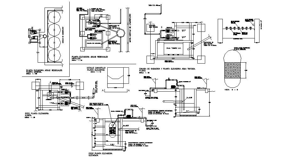 Bio-filter system electric installation details dwg file