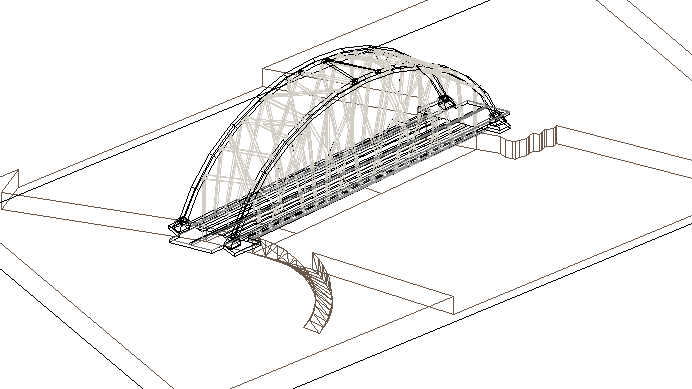 Bird-nest Bridge 3D Design and Elevation dwg file
