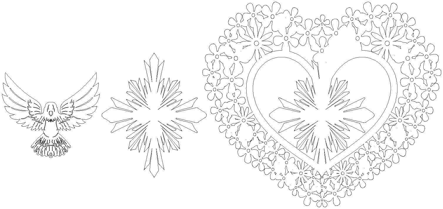 Bird and Heart Shape Art Design DWG AutoCAD Drawing