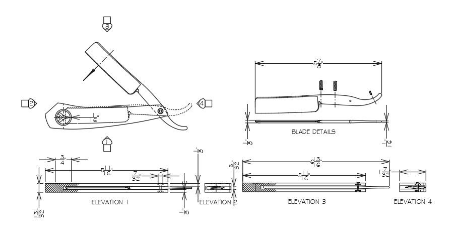 Blade Cad Block Plan Elevation And Section CAD File