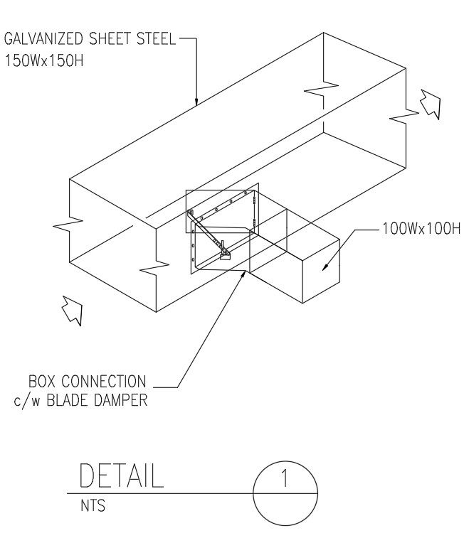 Blade damper box details in AutoCAD, dwg file