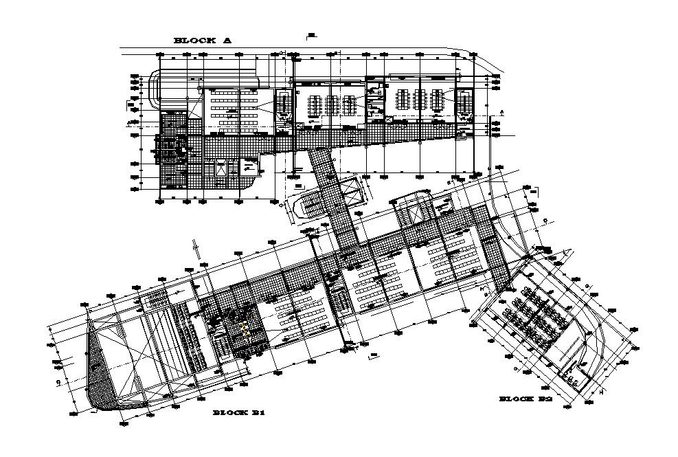 Block A, B, C distribution layout plan details of industrial plant dwg file