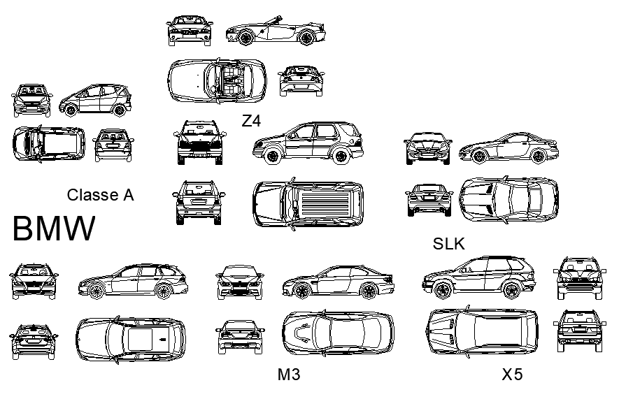 Block cars plan detail dwg file.