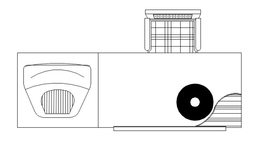 Block of computer table in AutoCAD 2D drawing, CAD file, dwg file