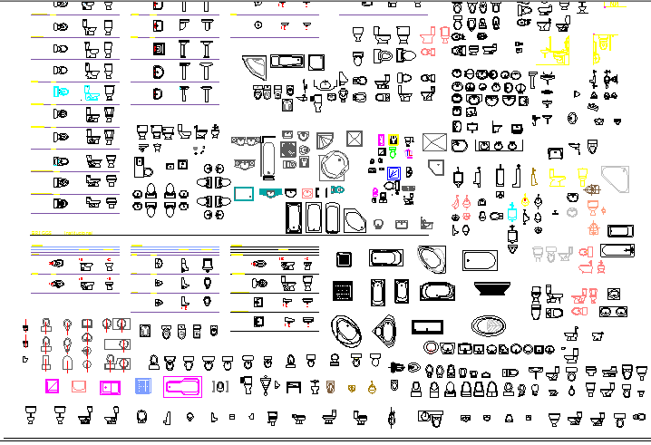 Blocks details of multiple sanitary ware design dwg file