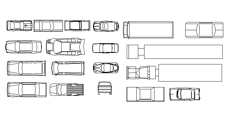 Blocks of car and loading truck design dwg file