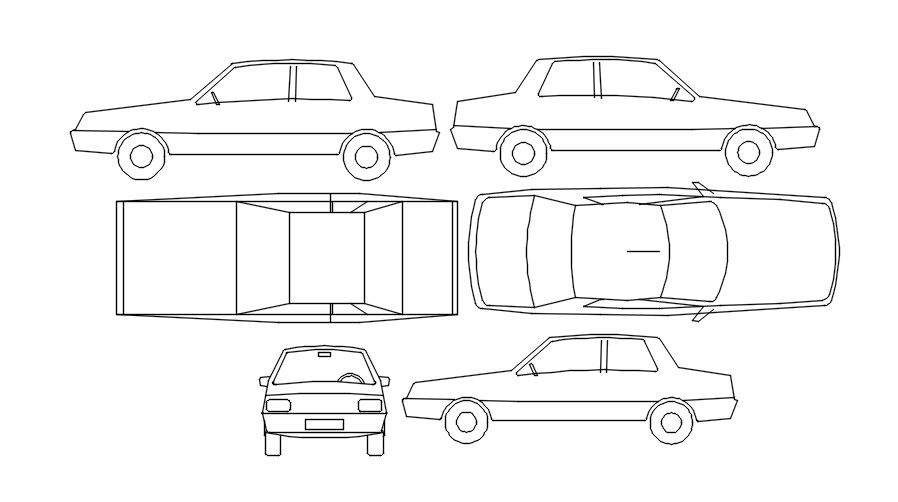 Blocks of car in AutoCAD 2D drawing, dwg file, CAD file