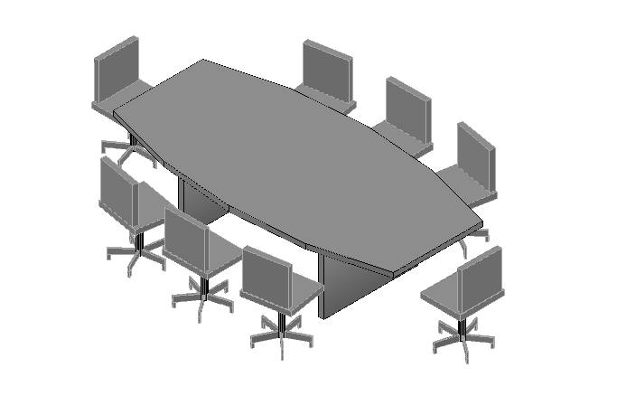 Boardroom Table and Chairs 3d