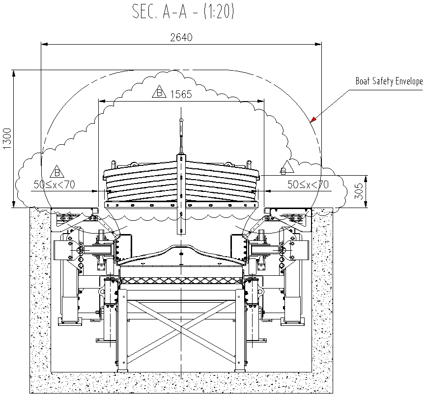 Boat safety Envelope with Detail Section of Engine Detail DWG AutoCAD file