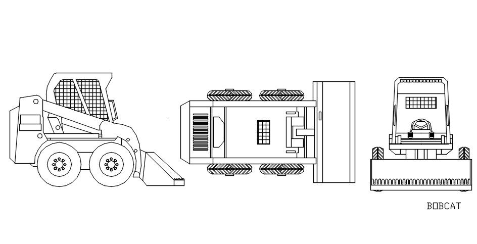 Bobcat truck detail Block in AutoCAD, dwg file.