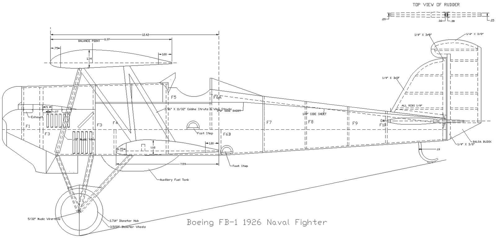 Boeing FB-1 1926 Naval Fighter plane 3D design DXF AutoCAD drawing