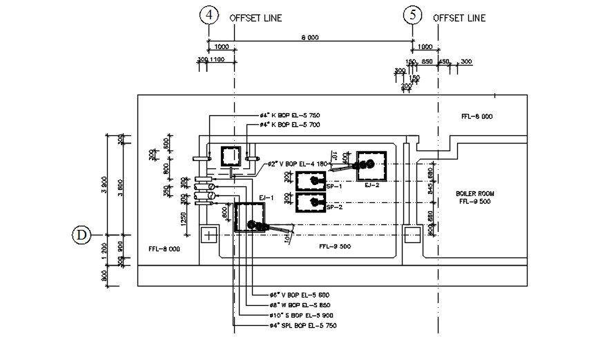 Boiler Room With Drainage Manhole Detail CAD Drawing DWG File