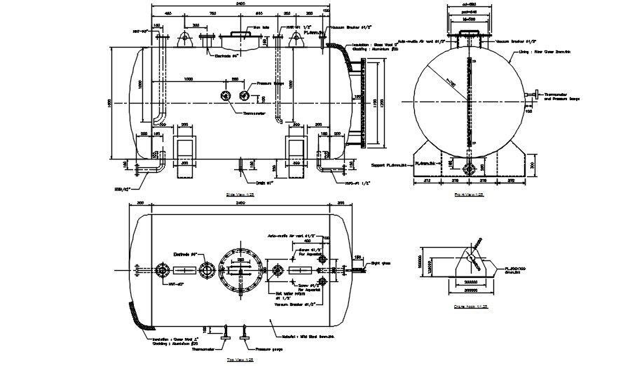 Boiler Tank Elevation Design AutoCAD Drawing DWG File