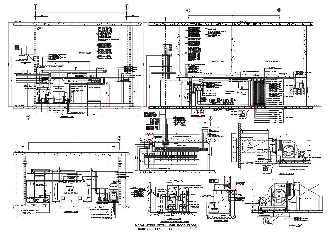 Boiler Water Tank With Electrical Drawing DWG File