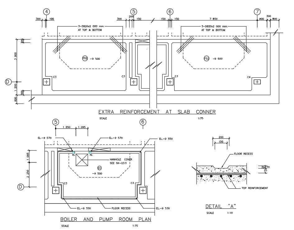 Boiler and the pump room plan details are given in this AutoCAD DWG Drawing File. Download the AutoCAD DWG file now.