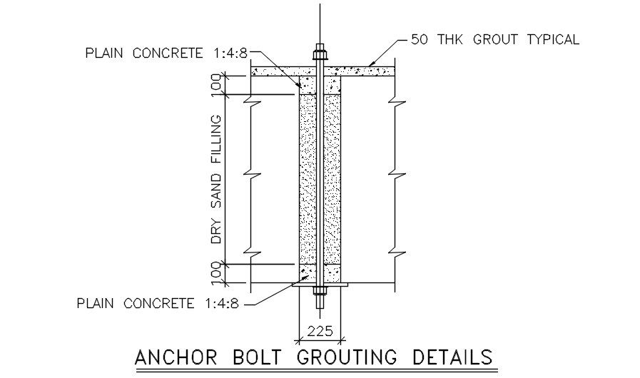 Bolt grouting detail. Download free autocad file | CADBULL