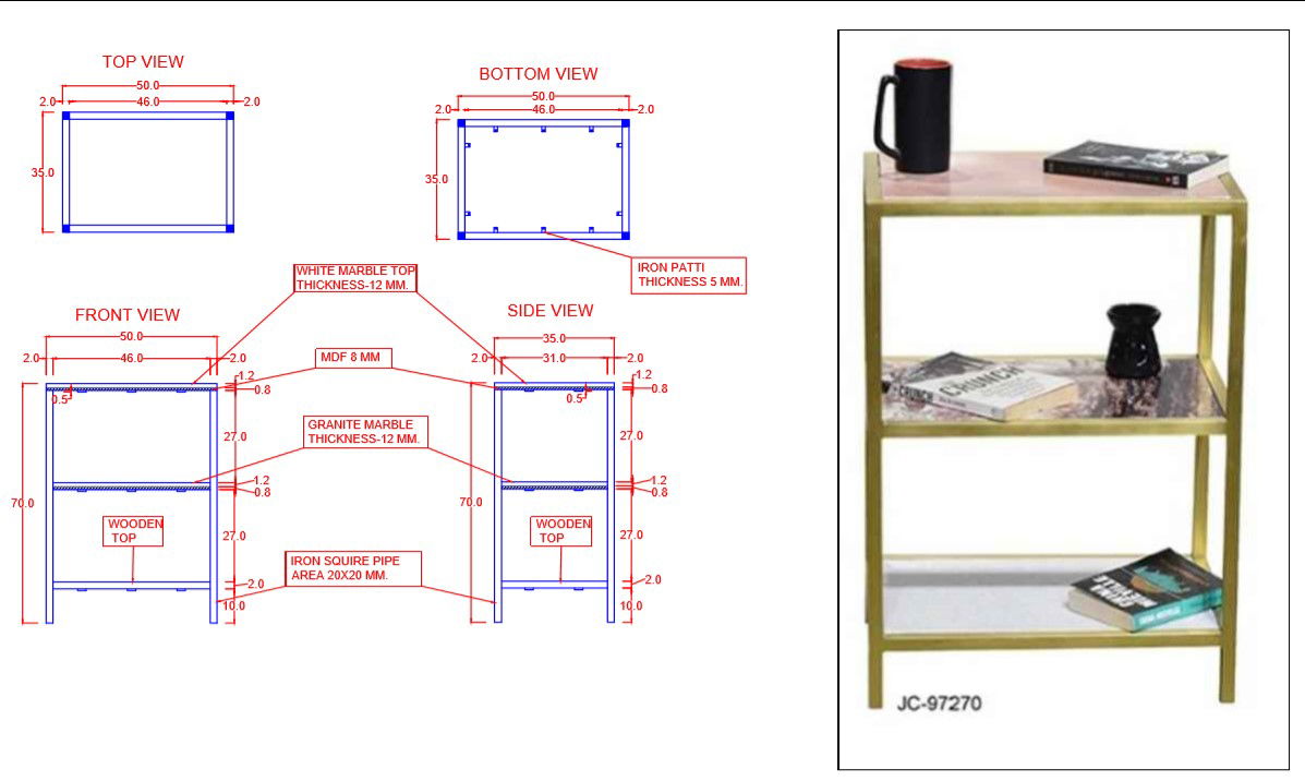Book Stand Drawing size 160x20x12 CM For PDF File