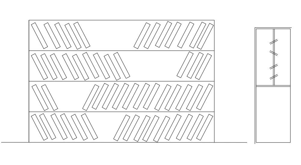 Book Shalve Blocks Furniture Elevation Drawing