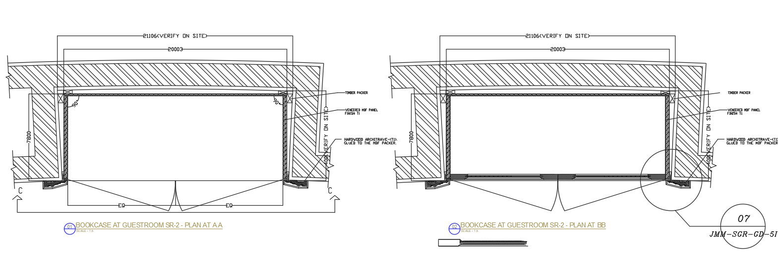 Bookcase of guestroom design in AutoCAD 2D drawing, dwg file, CAD file