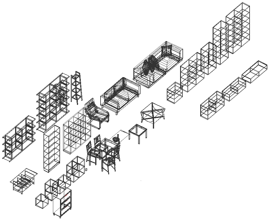 Book shelfs 3d design with details dxf autocad drawing .