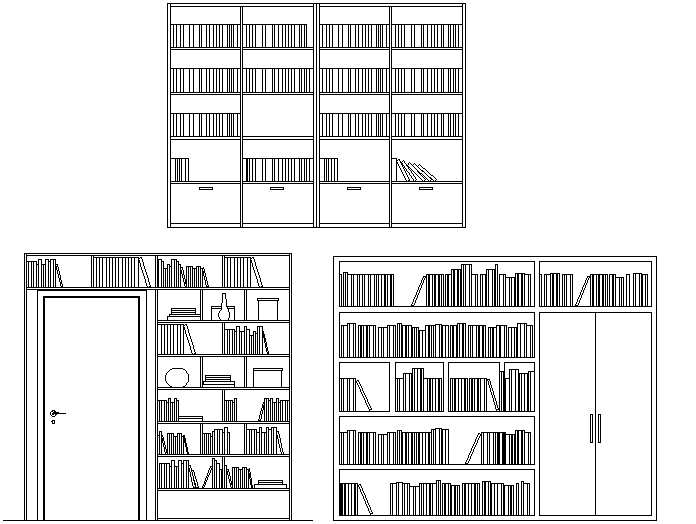 Free Bookshelf In AutoCAD Drawings