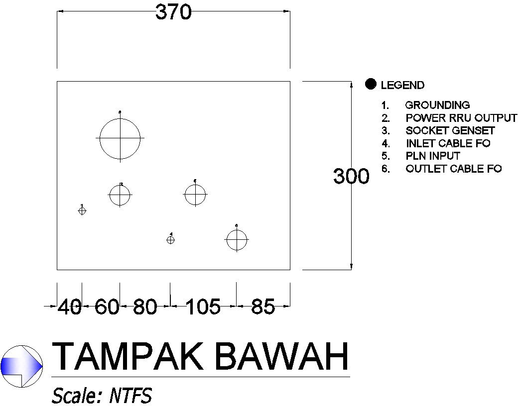 Bottom view of KWH meter in detail AutoCAD drawing, dwg file, CAD file