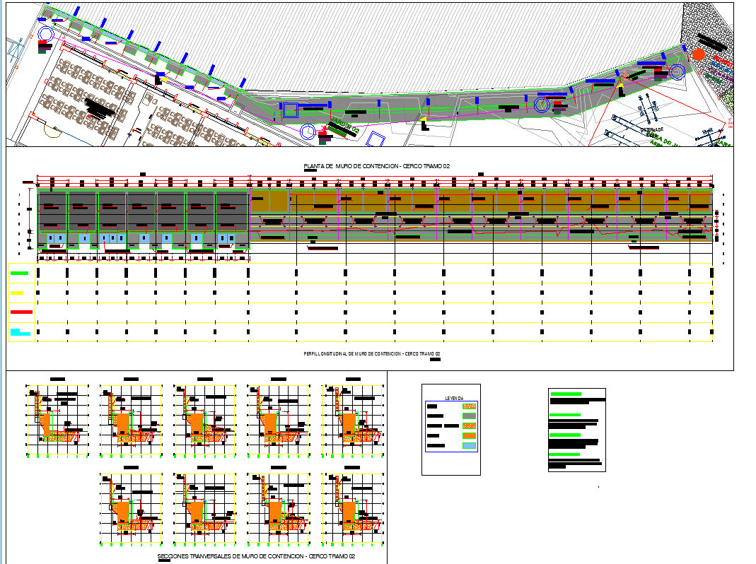 Boundary line wall plan and elevation view detail dwg file