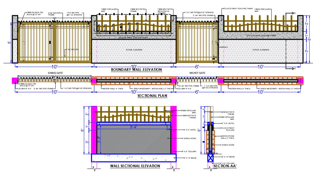 Boundary wall and main gate 
