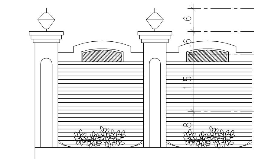 Boundary wall design in detail AutoCAD drawing file, CAD file, dwg file