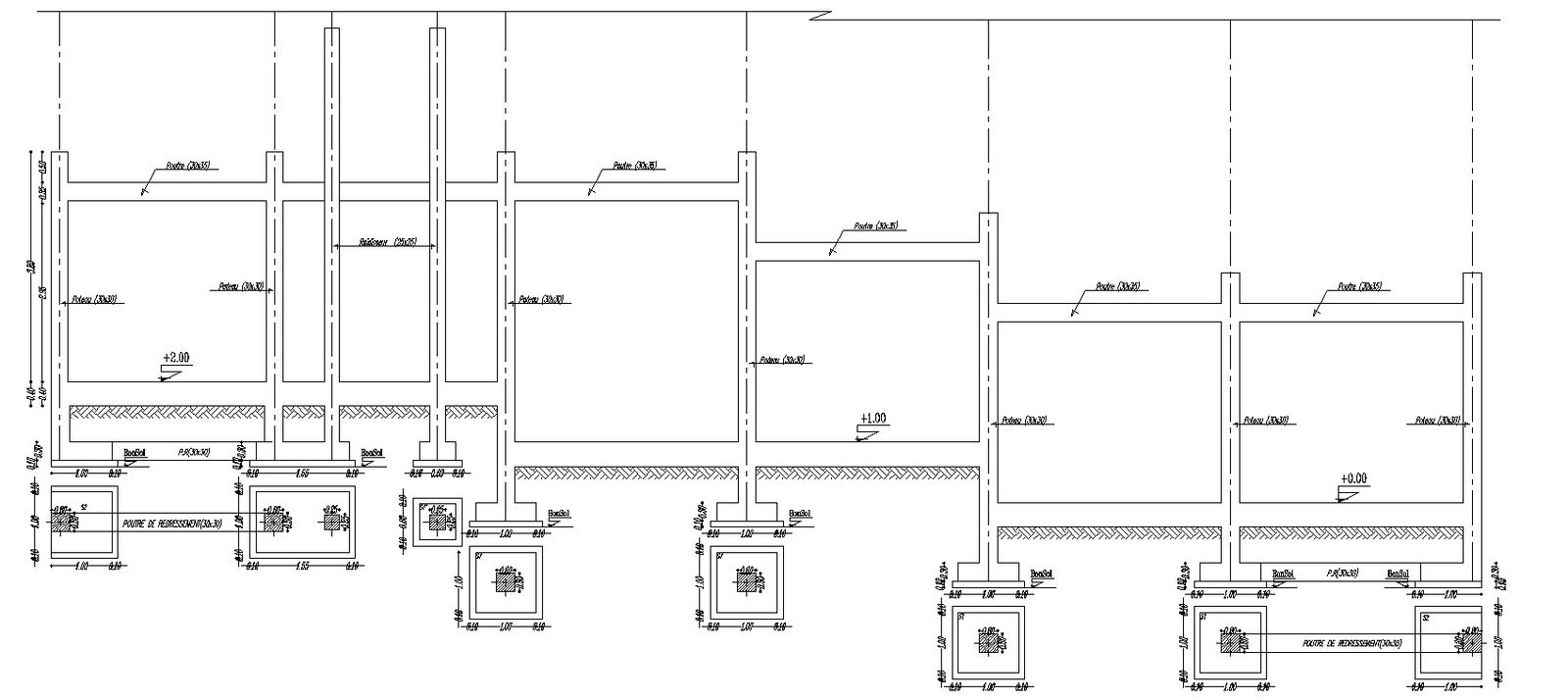 Boundary wall foundation details in AutoCAD 2D drawing, CAD file, dwg file