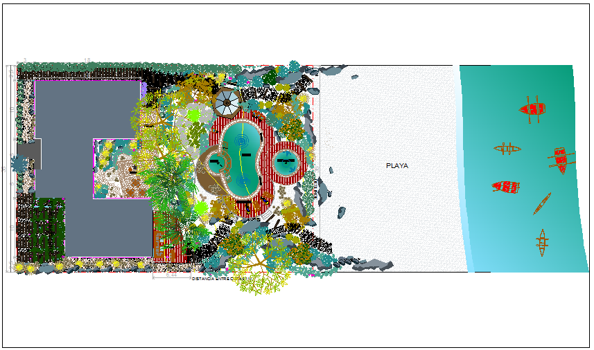 Boutique five star hotel landscaping details dwg file