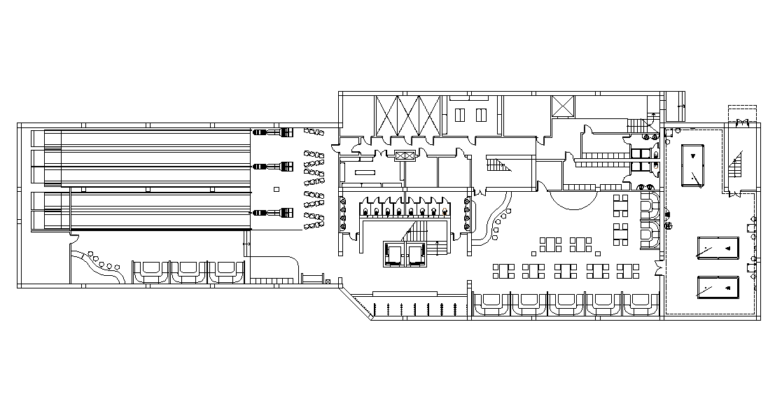 Bowling game zone architectural layout plan