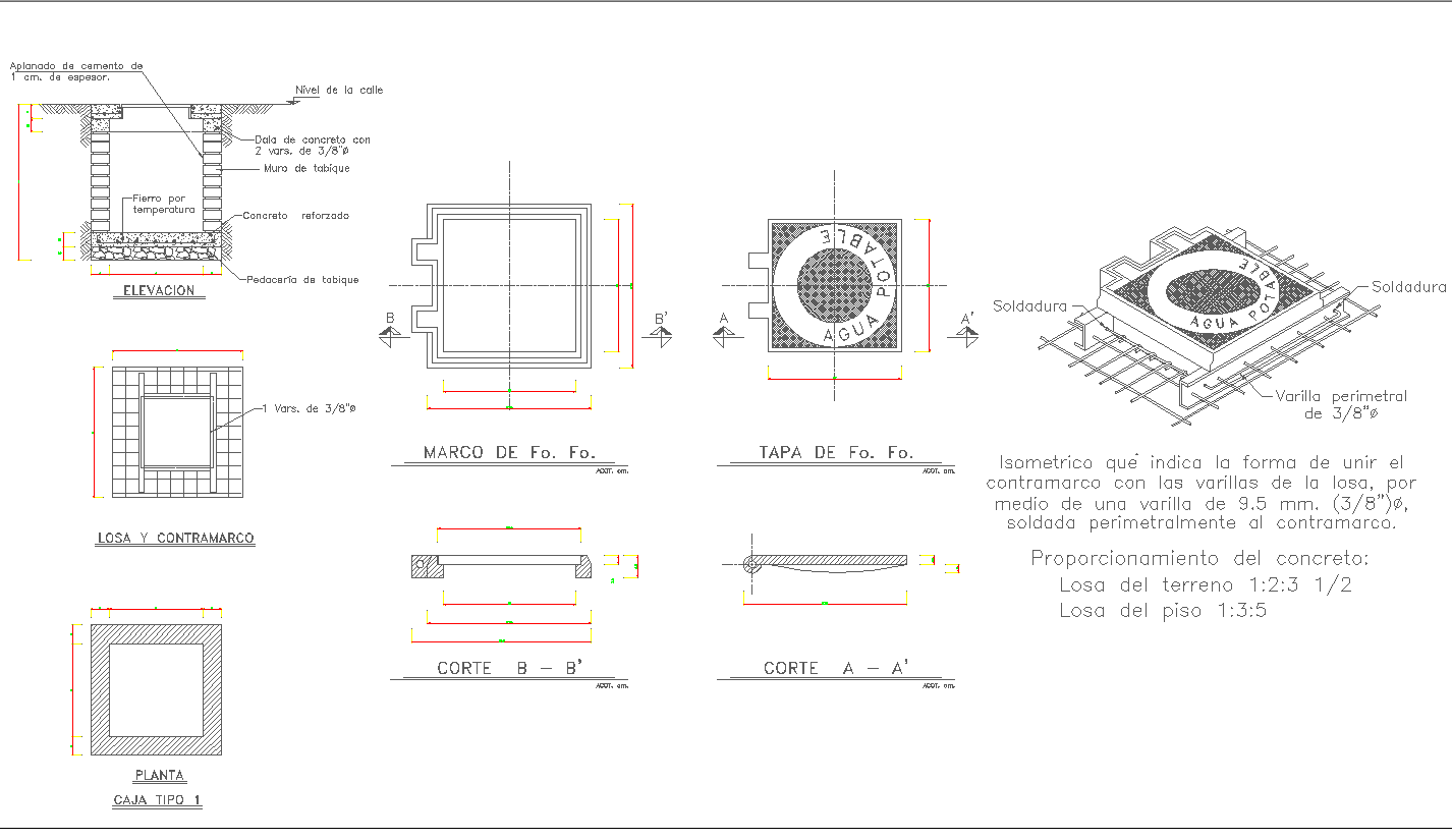 Box type construction detail cad drawing 