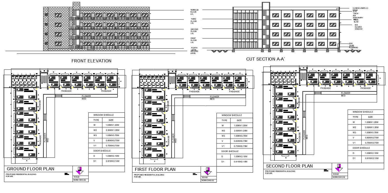Boys Hostel Project CAD Design Layout plan in AutoCAD DWG File