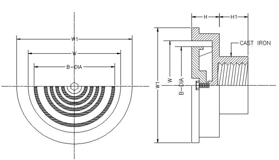 Brass and Cast Iron Sectional Details 2D AutoCAD DWG Drawing File